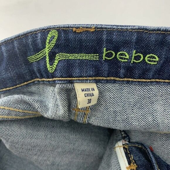 Bebe Y2K Jeans Beaded Size 30 Boot Cut Bohemian Stone Embellished Low Rise 2000s - Picture 8 of 9